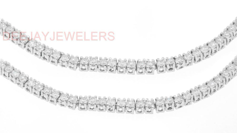 6.37ct Diamond Tennis Necklace Square Link Eternity  14k White Gold