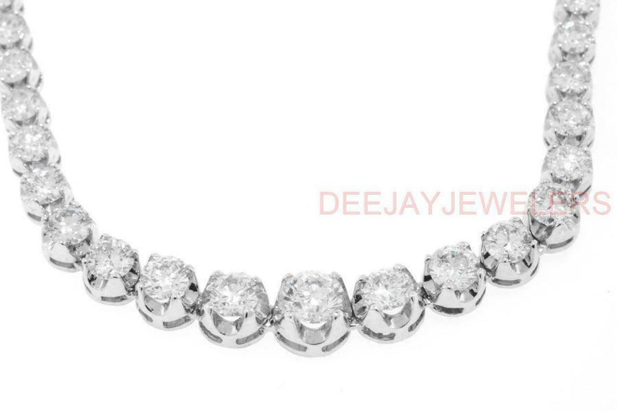 Victoria Necklace | 21.25ct Graduated Diamond Tennis Riviera Necklace 14k White Gold