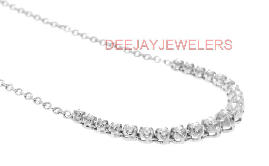 4ct Diamond Half Tennis Necklace 14k White Gold Stacking