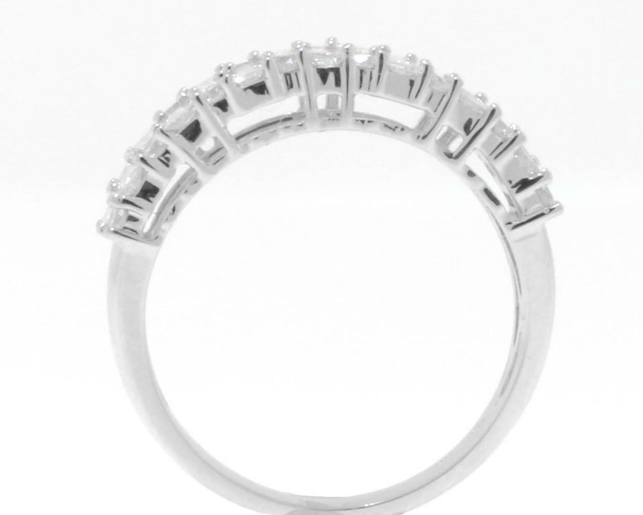 1.11ct Baguette and Round Diamond Ring 18k White Gold Band
