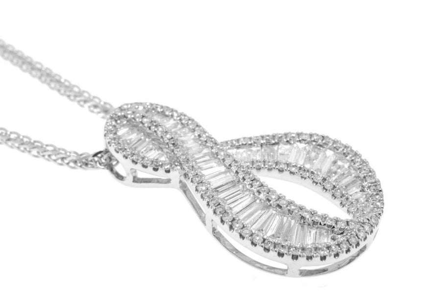 1.23ct Baguette Diamond Slide Pendant 18k White Gold