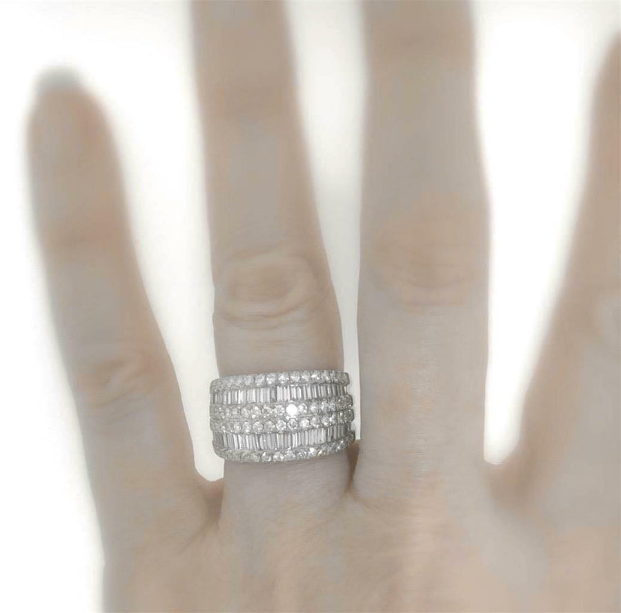 Alexandra Ring | 2.41ct Baguette Diamond Statement Ring 18k White Gold Band