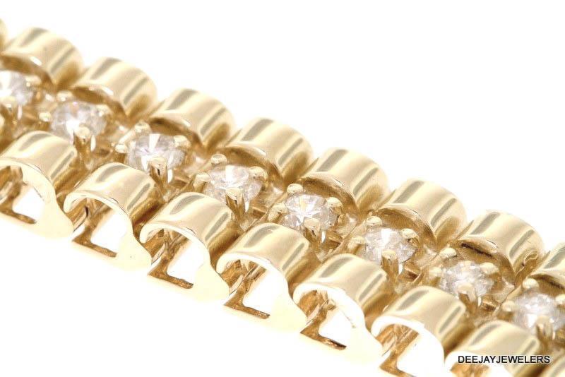 5ct Diamond Rolex Link Bracelet 14k Yellow Gold 8 inch 32gms