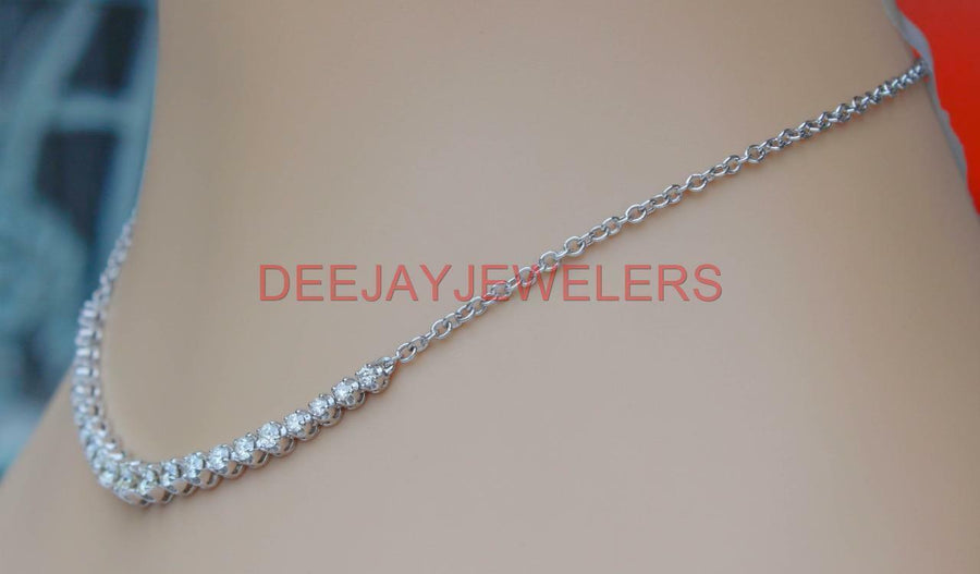 4ct Diamond Half Tennis Necklace 14k White Gold Stacking