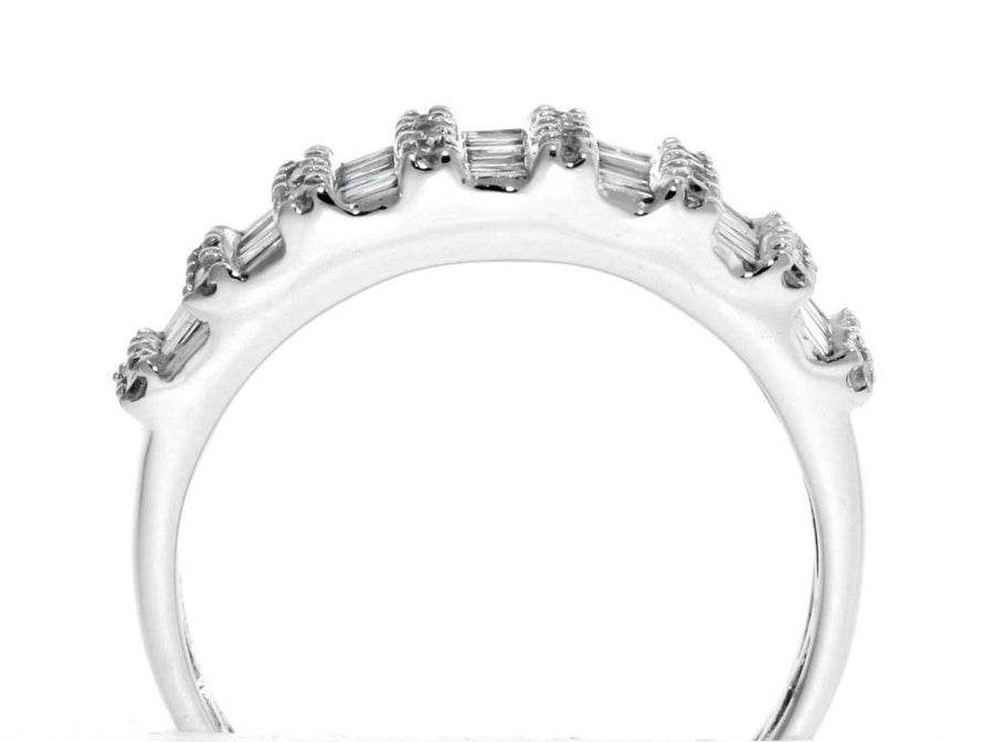 0.87ct Baguette Diamond Anniversary Ring 18k White Gold