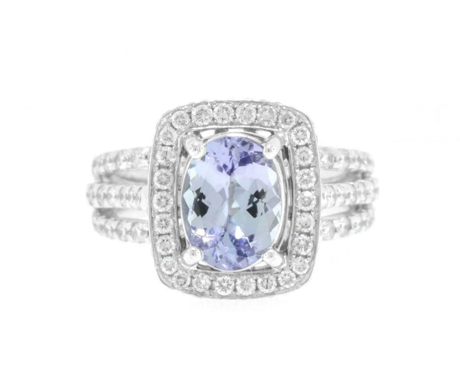 4.50ct Tanzanite and Diamond  Ring 18k White Gold