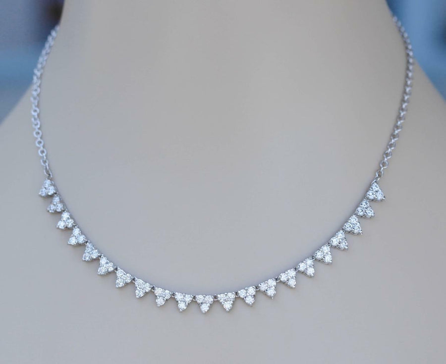 3.75ct Diamond Fancy Layering Necklace 14k White Gold