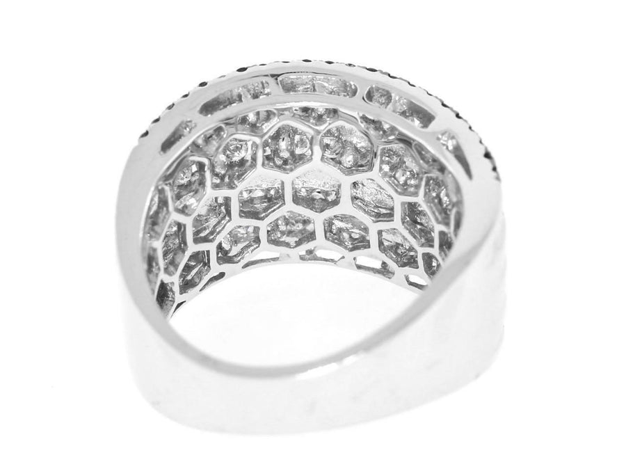 1.70ct Black and White Diamond Ring 18k White Gold Band