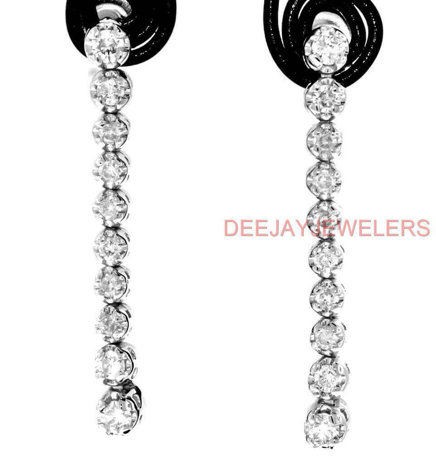 2ct Diamond Dangle Tennis Earrings 14k White Gold USA Made