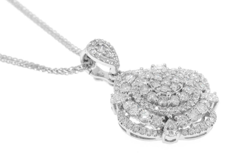 2.50ct Diamond Clip-On Pendant Necklace 18k White Gold