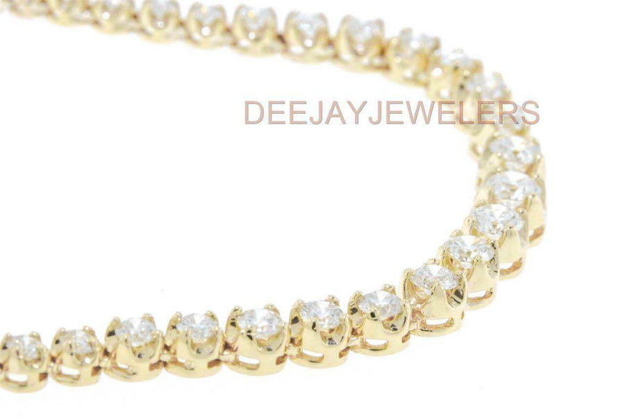 6.72ct Graduated Diamond Tennis Riviera Necklace 14k Yellow Gold