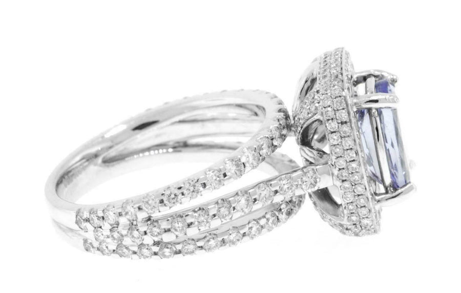 4.50ct Tanzanite and Diamond  Ring 18k White Gold