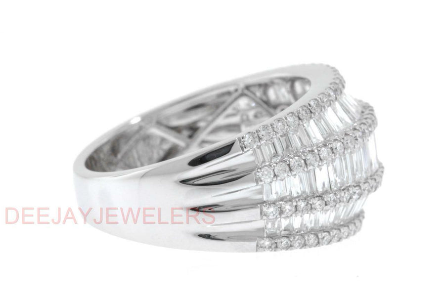 2.61ct Baguette Diamond Statement Ring 18k White Gold Band