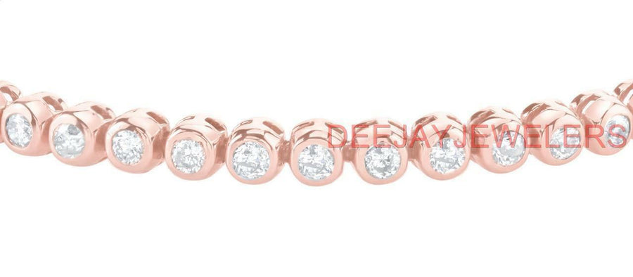 2.50ct Diamond Tennis Bracelet Bezel 14k Rose Pink Gold