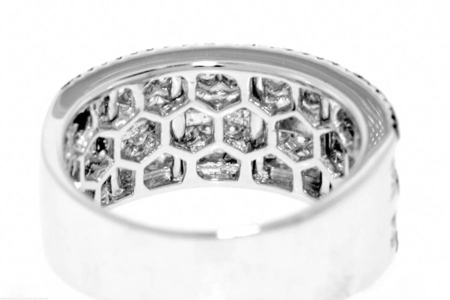 1.65ct Black and White Diamond Ring 18k White Gold Band