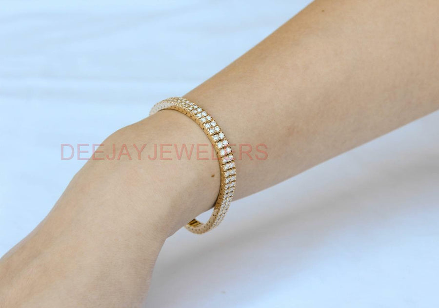 6ct Diamond Double Row Tennis Bracelet 14k Yellow Gold