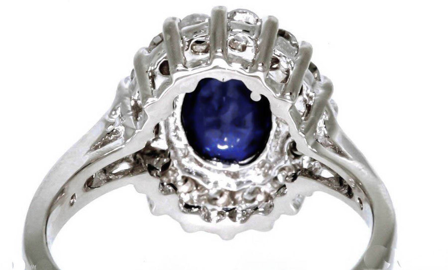 2ct Sapphire and Diamond Ring 14k White Gold