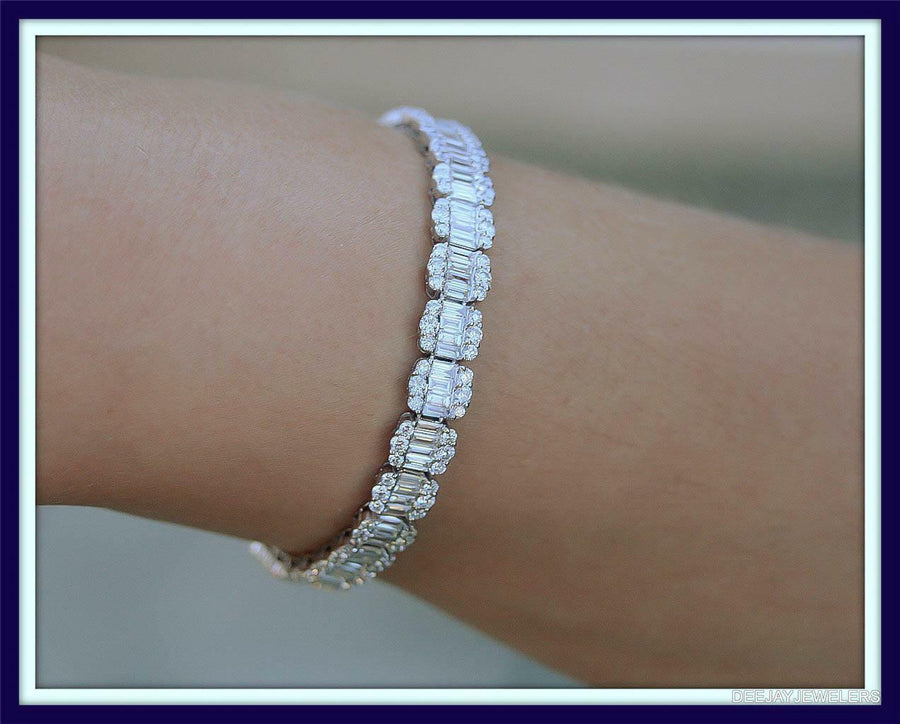 Julia Bracelet | 8.41ct Baguette Diamond Statement Bracelet 18k White Gold