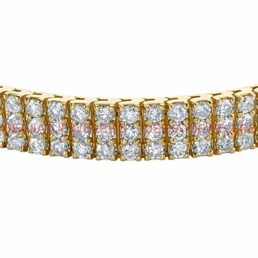 Maria Bracelet | 14ct Diamond 3-Row Tennis Line Bracelet 14k Yellow Gold