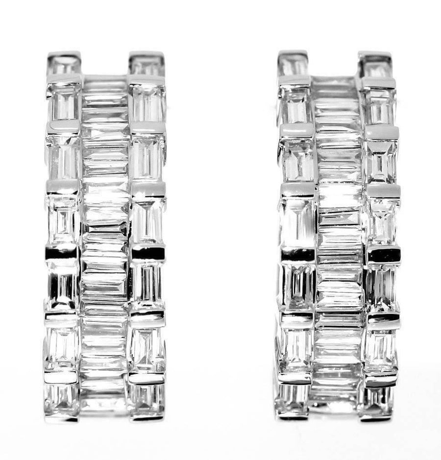 1.77ct Baguette Diamond Hoop Earrings 18k White Gold