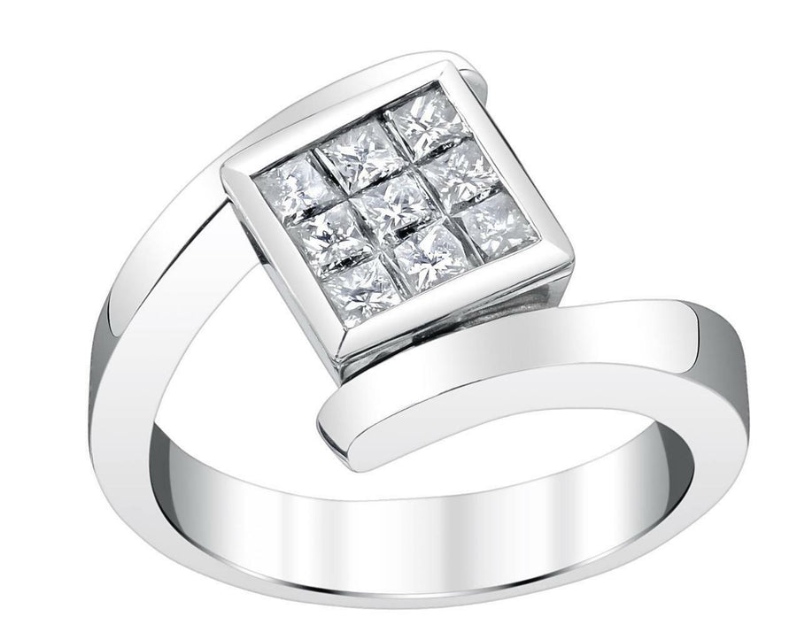 1.00ct Princess Diamond Ring 14k White Gold