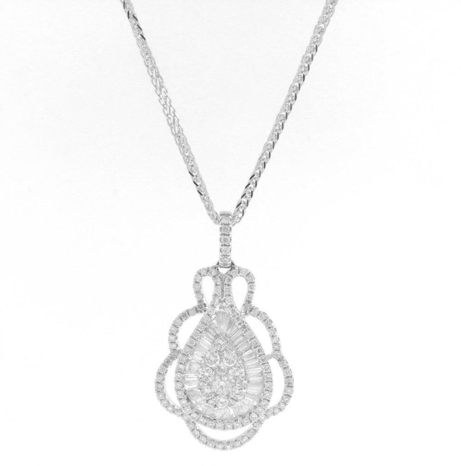 1.75ct Baguette Diamond Pendant Necklace 18k White Gold
