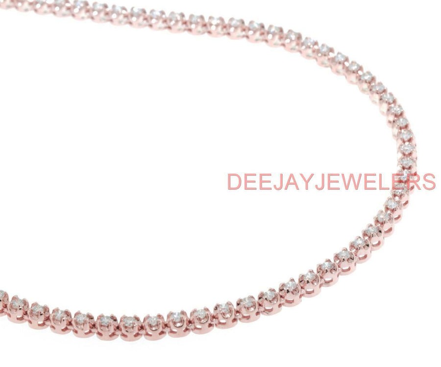 5ct Diamond Eternity Tennis Necklace 14k Rose Gold 18 inch