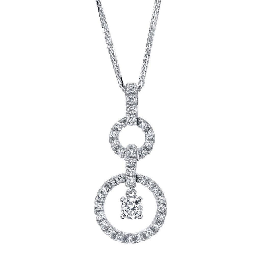 0.94ct Diamond Halo Pendant Necklace 18k White Gold