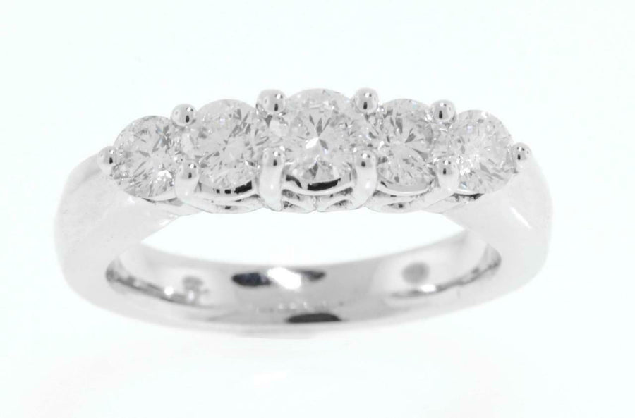 1.55ct Diamond Anniversary 5-Stone Ring 14k White Gold Band