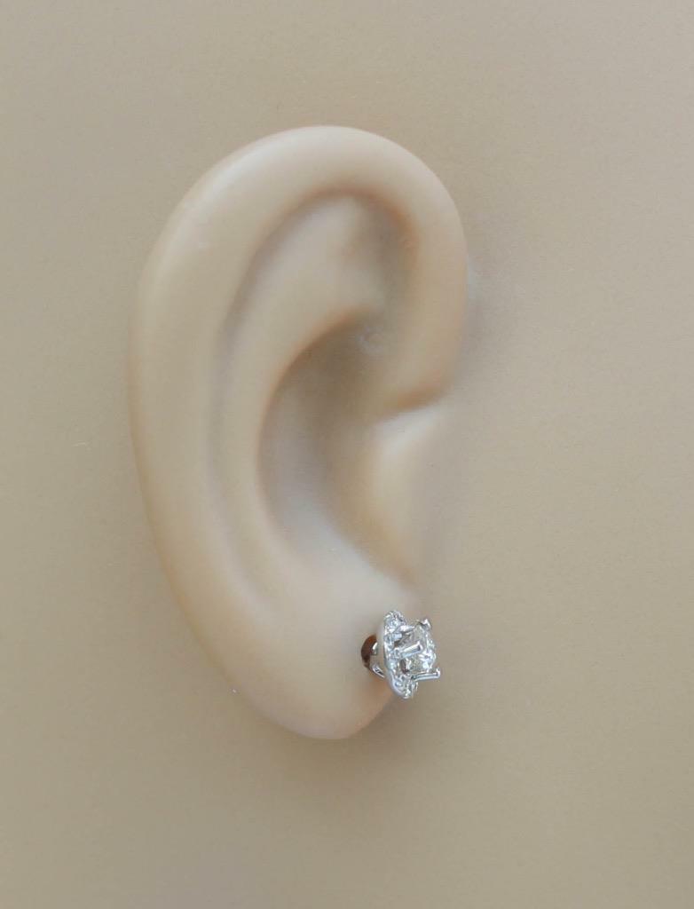 0.54ct Diamond Stud Halo Earrings 18k White Gold 6.5mm