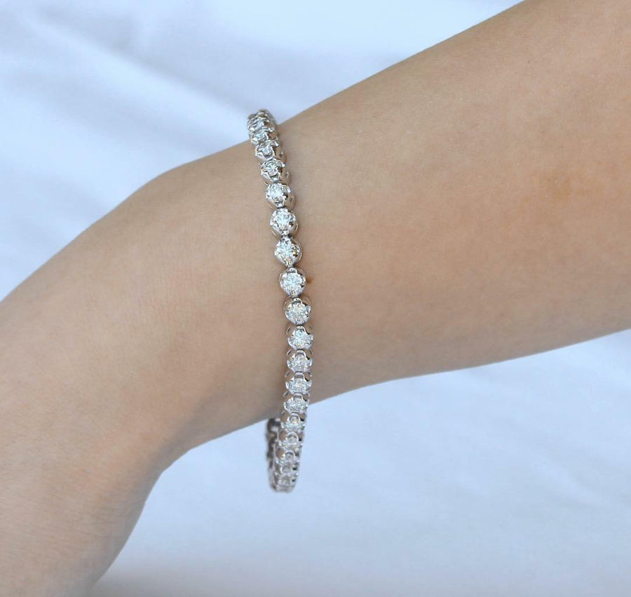 4.35ct Diamond Tennis Bracelet Round 14k White Gold
