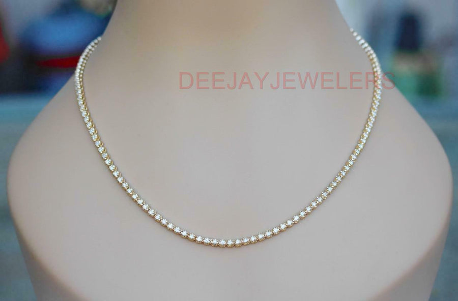 5ct Diamond Eternity Tennis Necklace 14k Yellow Gold 16 Inch