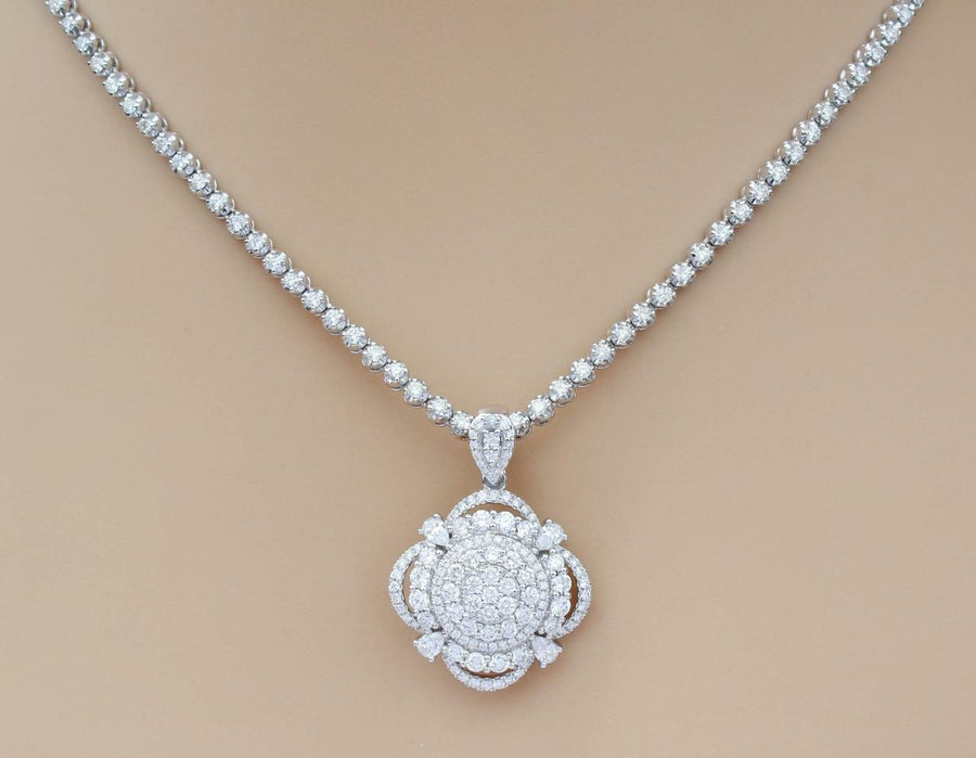 Diana Necklace | 6.50ct Diamond Detachable Pendant on Diamond Tennis Necklace
