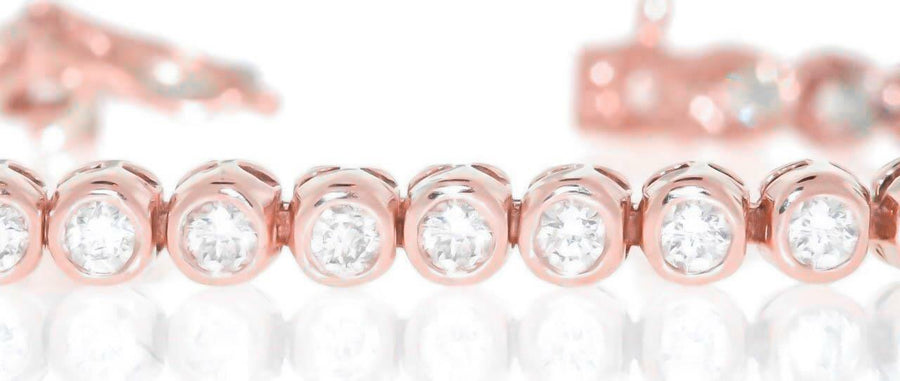 2.50ct Diamond Tennis Bracelet Bezel 14k Rose Pink Gold