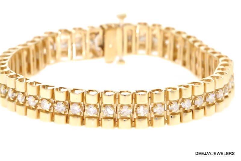 5ct Diamond Rolex Link Bracelet 14k Yellow Gold 8 inch 32gms