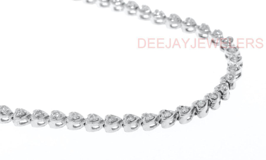 4.00ct Diamond Heart-Link Eternity Tennis Necklace 14k White Gold