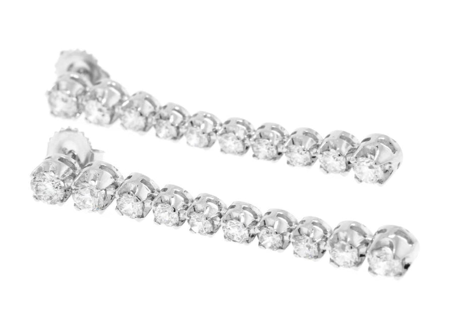 3.60ct Diamond Tennis Dangle Earrings 14k White Gold