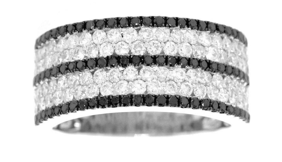 1.65ct Black and White Diamond Ring 18k White Gold Band