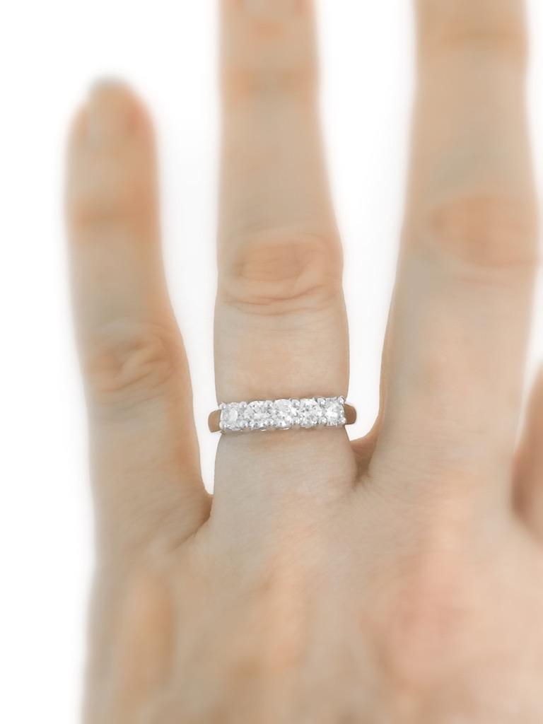 1.00ct Diamond 5 Stone Anniversary Ring 14k White Gold