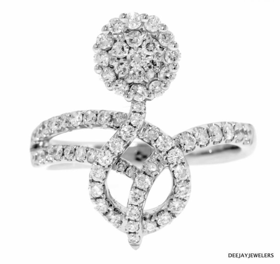 Natural VS1 Diamond Diamond Ring 0.93ct White 18k Gold Band Freeform