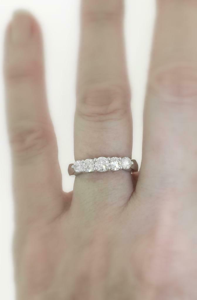 1.55ct Diamond Anniversary 5-Stone Ring 14k White Gold Band