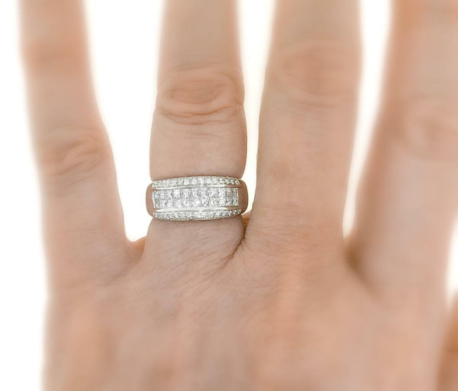 1.07ct Princess Diamond Anniversary Band Ring 18k White Gold