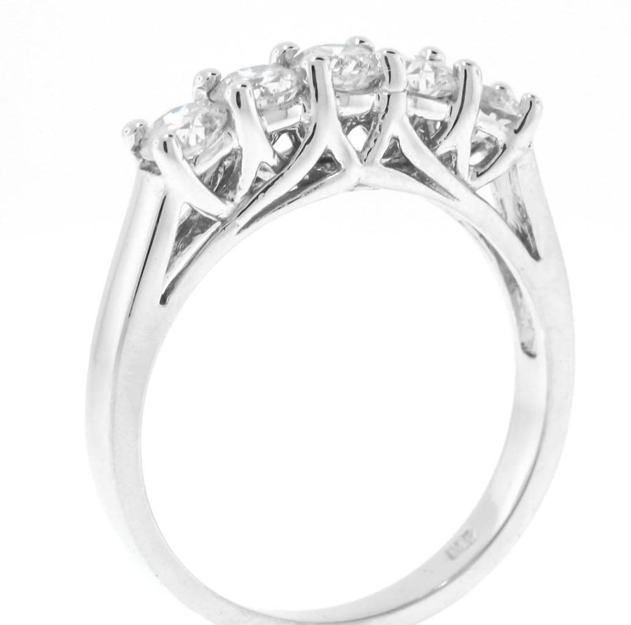 1.00ct Diamond 5 Stone Anniversary Ring 14k White Gold