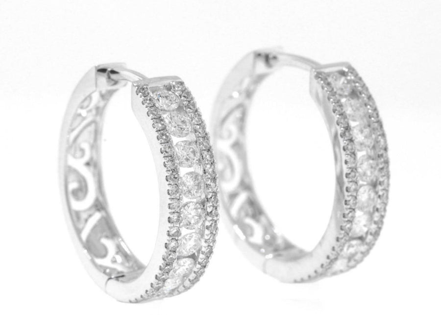 0.82ct Diamond Hoop Earrings 18k White Gold