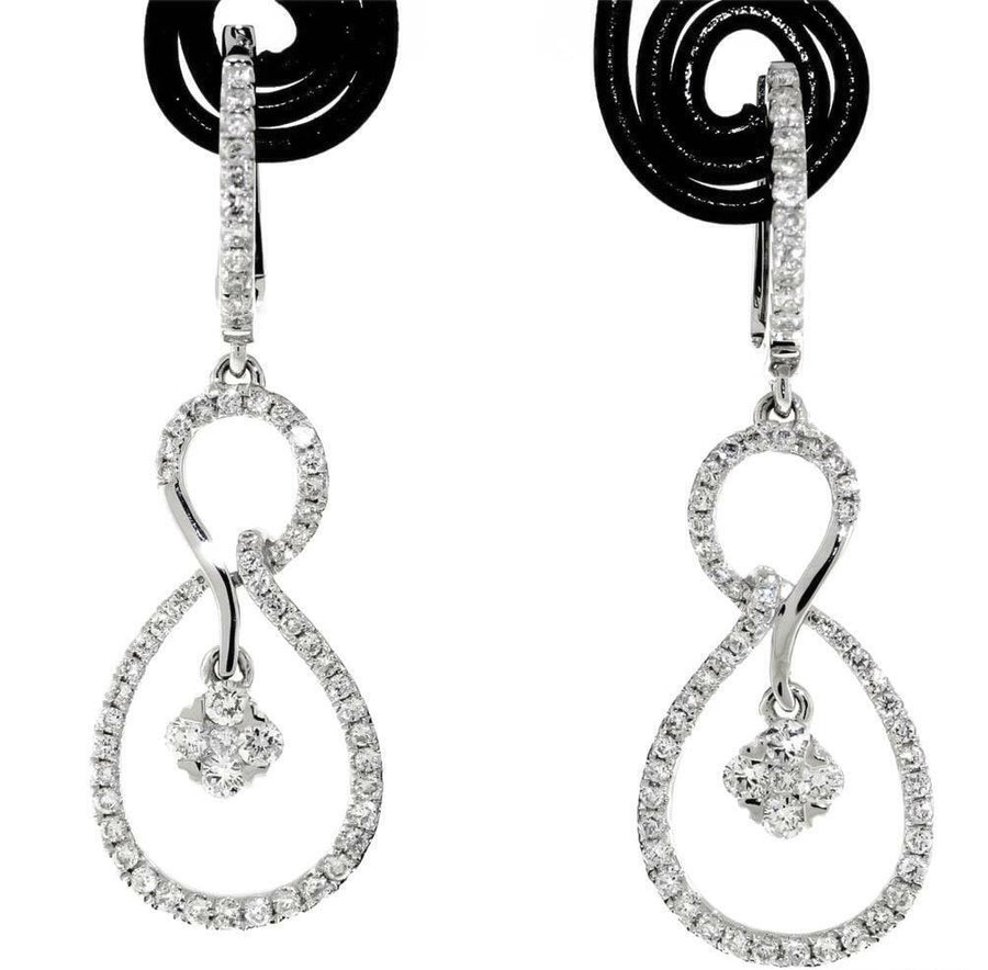 0.81ct Diamond Dangle Earrings Infinity Drop 18k White Gold