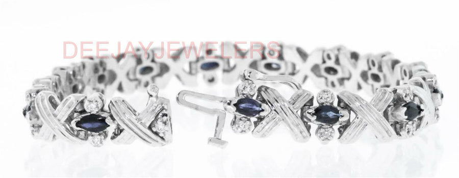 4.18ct Sapphire and Diamond Bracelet 14k White Gold