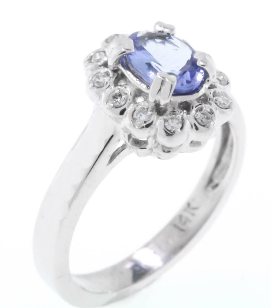 1.16ct Tanzanite and Diamond Ring 14k White Gold