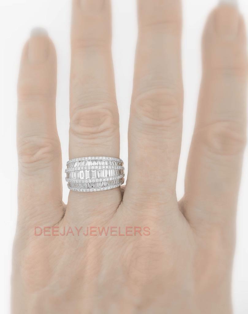 2.61ct Baguette Diamond Statement Ring 18k White Gold Band