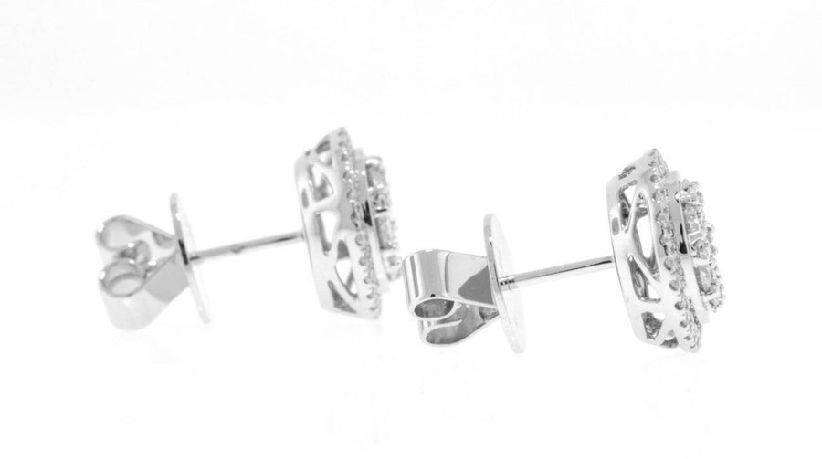 1.25ct Diamond Halo Stud Earrings 18k White Gold 11mm