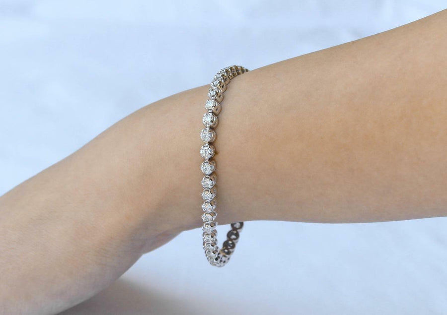 4.35ct Diamond Tennis Bracelet Round 14k White Gold
